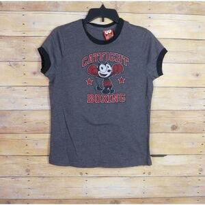 Vintage Junk Food Felix The Cat Catfight Boxing Junior XL Brown Short Sleeve USA